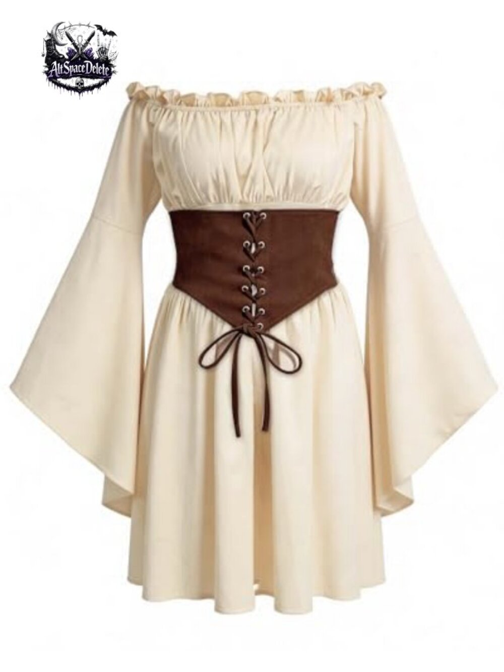 Medieval Renaissance Dress Off Shoulder Bell Sleeve Peasant Costume